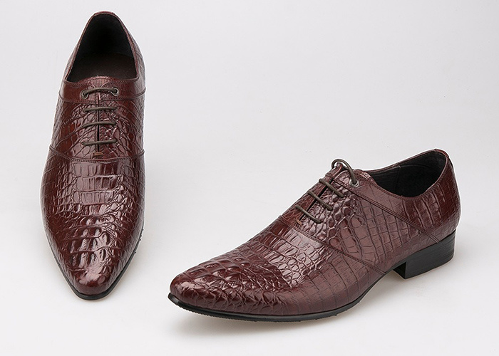 Crocodile Embossed Genuine Leather Men Shoes Handmade Oxford Shoe Casual
