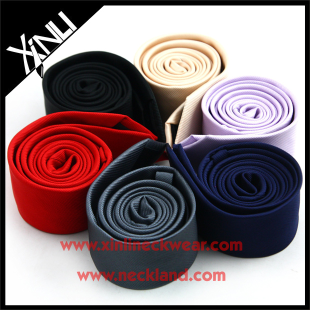 Solid Color Men Fashion 100% Silk Woven Slim Skinny Ties