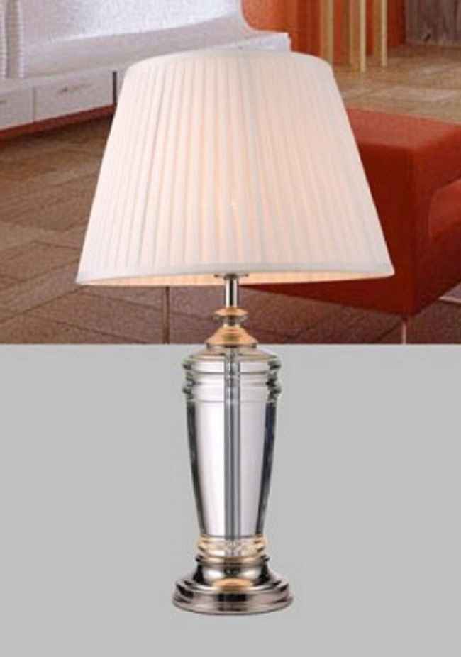 Phine 90161 Clear Crystal Table Lamp with Fabric Shade