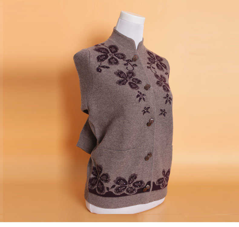 Women's Yak Wool/Cashmere Round Neck Cardigan Coat/Garment/Clothes/Knitwear/Sweater