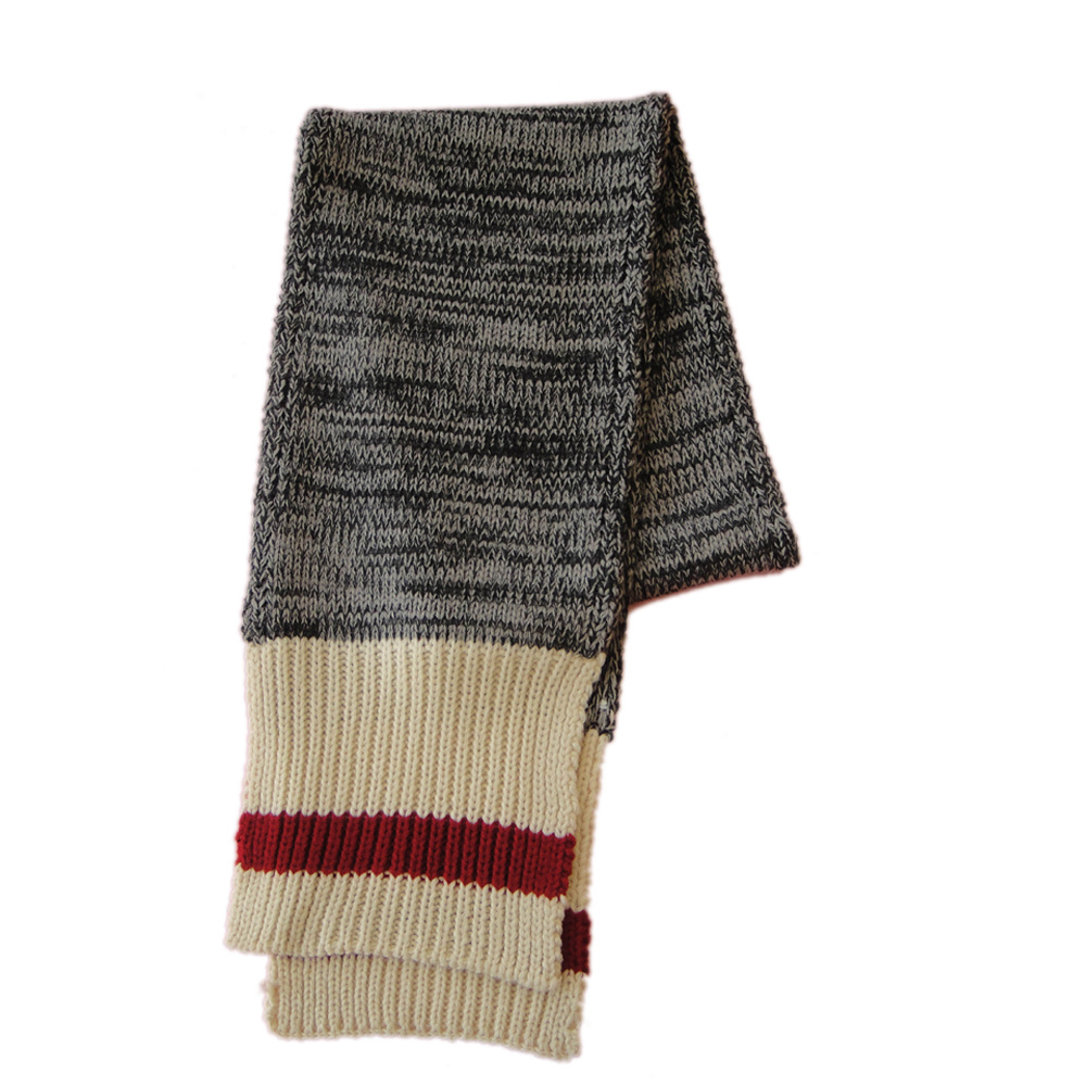Mens Plain Knit Marl Scarf with Stripe on Two Ends