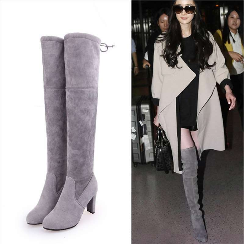 The Winter Warm Cotton Suede Boots High Heels Boots Women Shoes Winter Snow Boots for Women