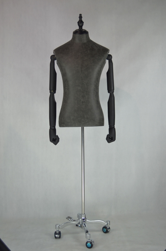 Black PU Leather Male Mannequin Torso for Window Display