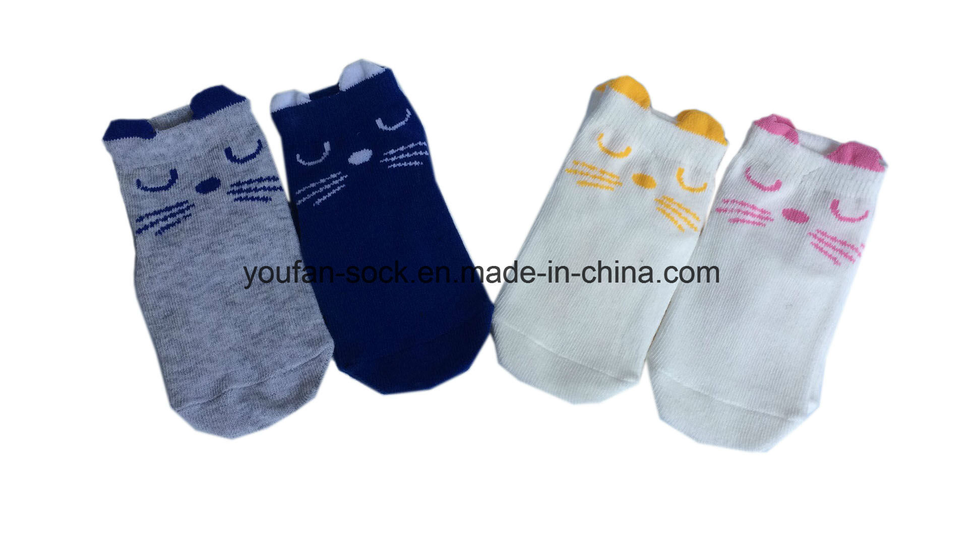 Combed Cotton 96n Single Cylinder Baby Socks with 3D Ears