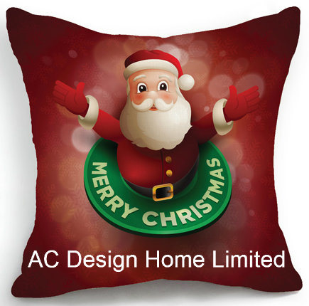 Square X'mas Classic Santa Design Decor Fabric Cushion W/Filling