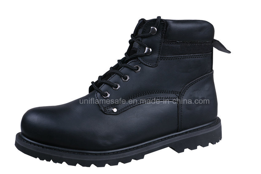 Black Leather Goodyear Men Safety Shoes