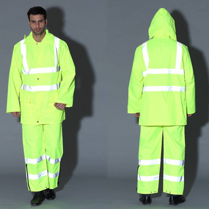 Safety High Visibility Reflective Raincoat Traffic Clothing Workwear Uniform
