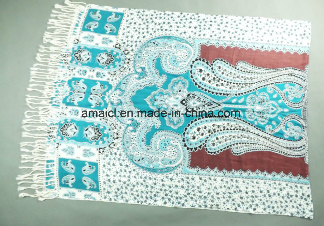 Muslim Printed Machine Flat Bed Printed Acrylic Shawl (ABF22004013)