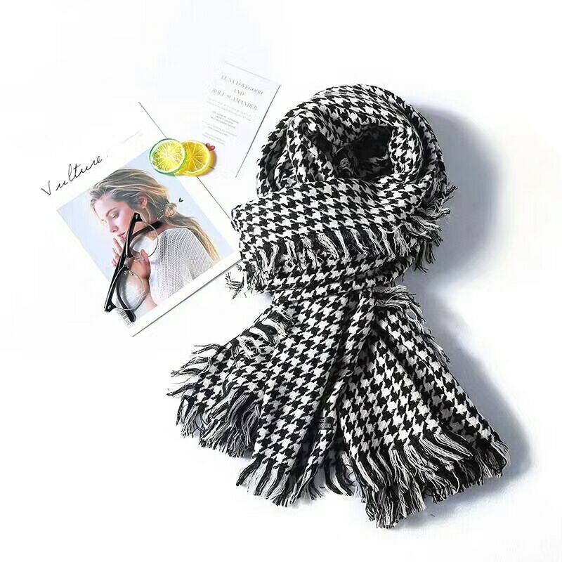 Wholesale New Style of Women's Houndstooth Scarf with Fringe Wj10301014