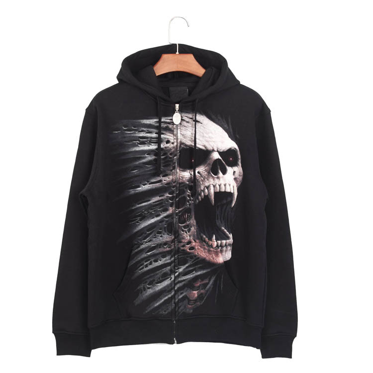 Designer Fashion Indie Urban Wholesale Custom Print Zipper Man Hoody Black Sweatshirt