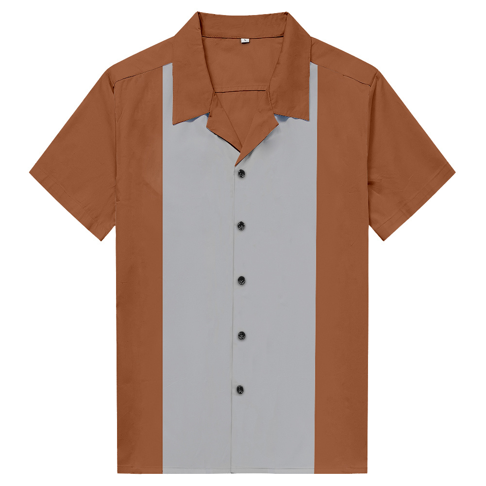 Adults Classic Latest Design Best Quality Brown Men's Bowling Shirts