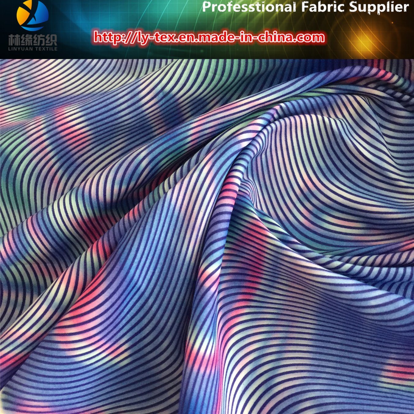 Abstract Printing Pattern on Polyester Woven Taffeta Fabric