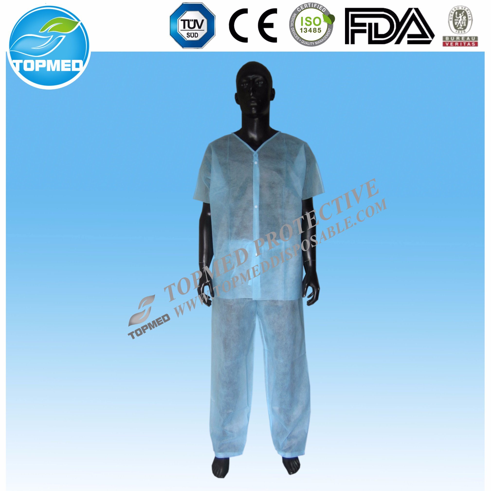 SMS/ PP Fabric Patient Gown/Scrub Suits/Hospital Clothing Tie on
