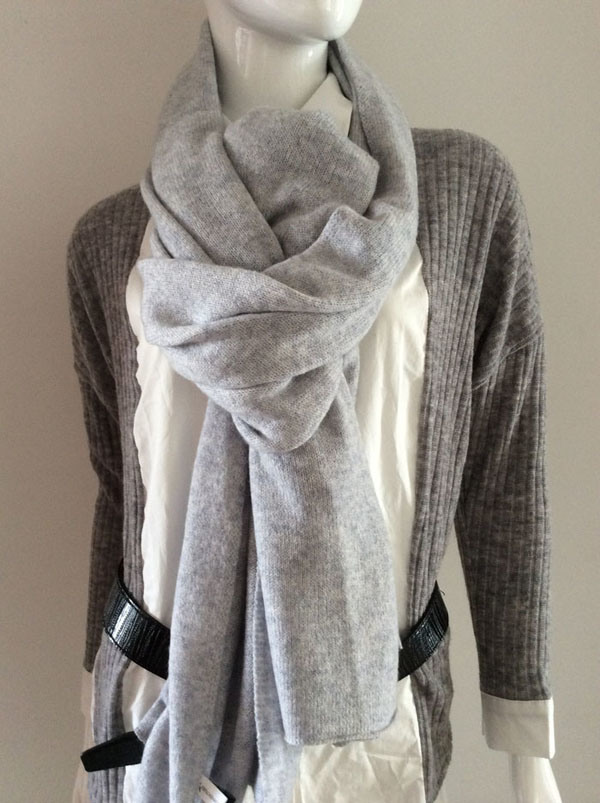 Lady Fashion Grey Cashmere Knitted Scarf (YKY4387-2)