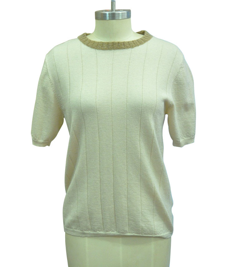 Cool Short Sleeve Round Neck Knitted Sweater for Women