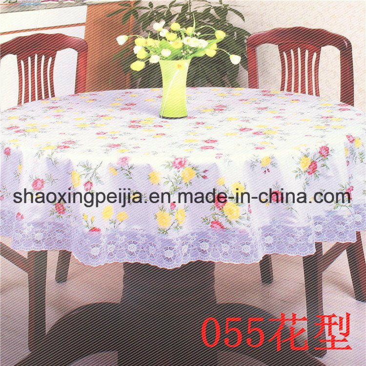 Lace Hem Printed Tablecloth
