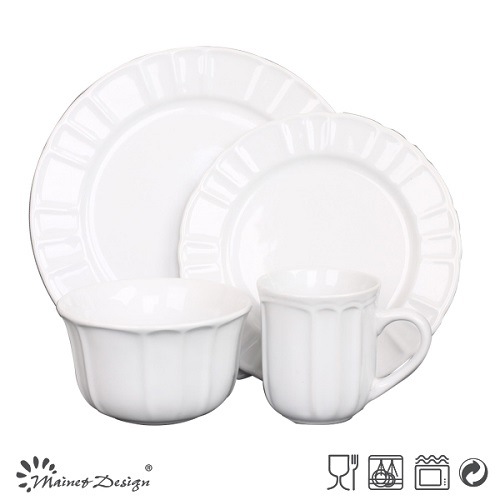 16PCS Dinnerware Set Embossed Porcelain Dinner Set