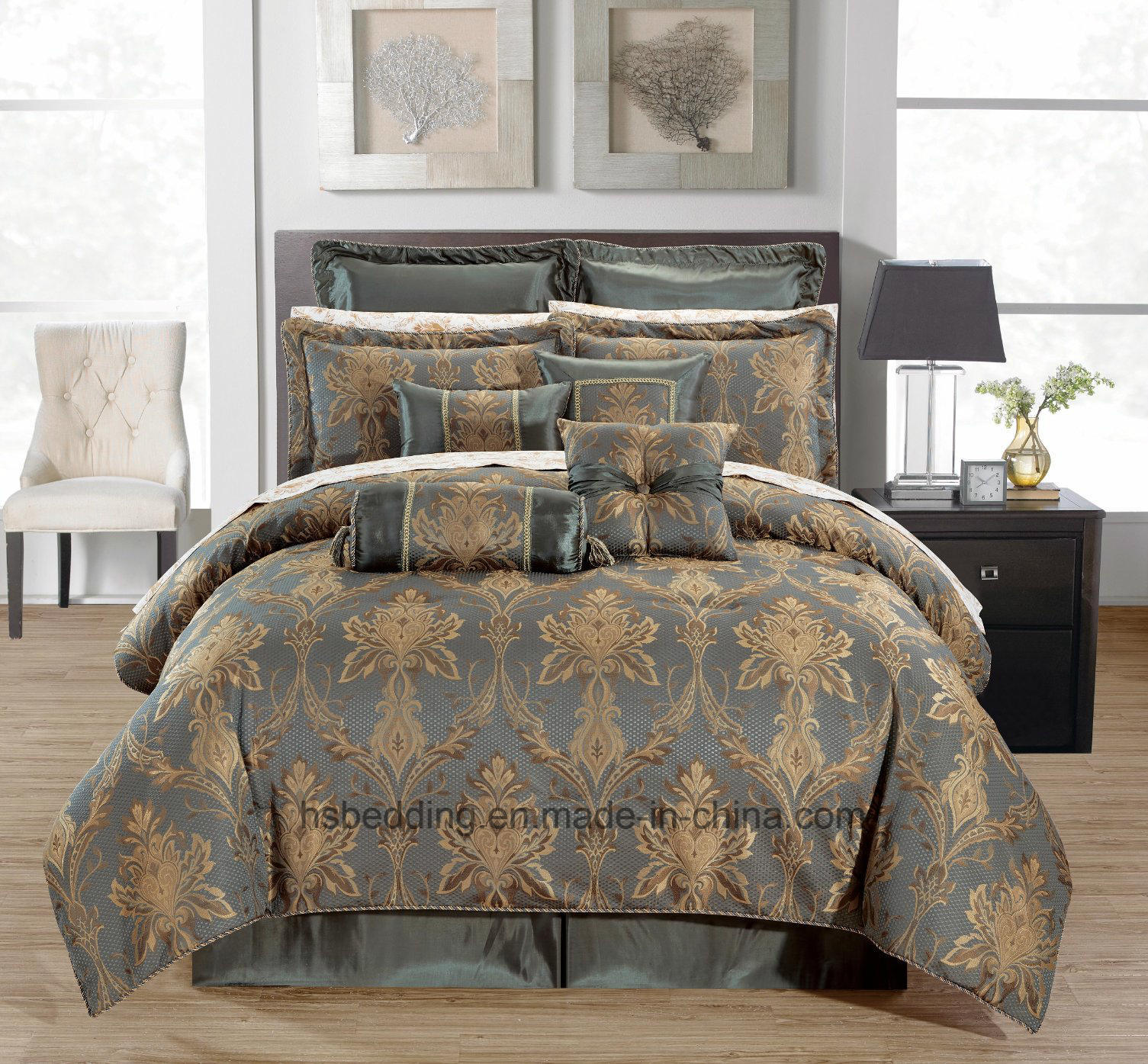 Jacquard Wedding Comforter Cover 3D Design Bedding Set