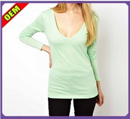 Fashion Sexy Cotton Print Long T-Shirt for Women (W242)