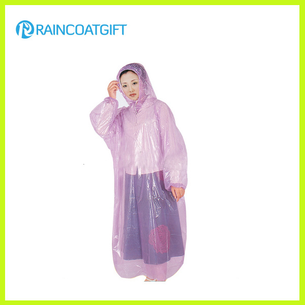 Transparent Plastic Disposable Raincoat with Long Sleeve