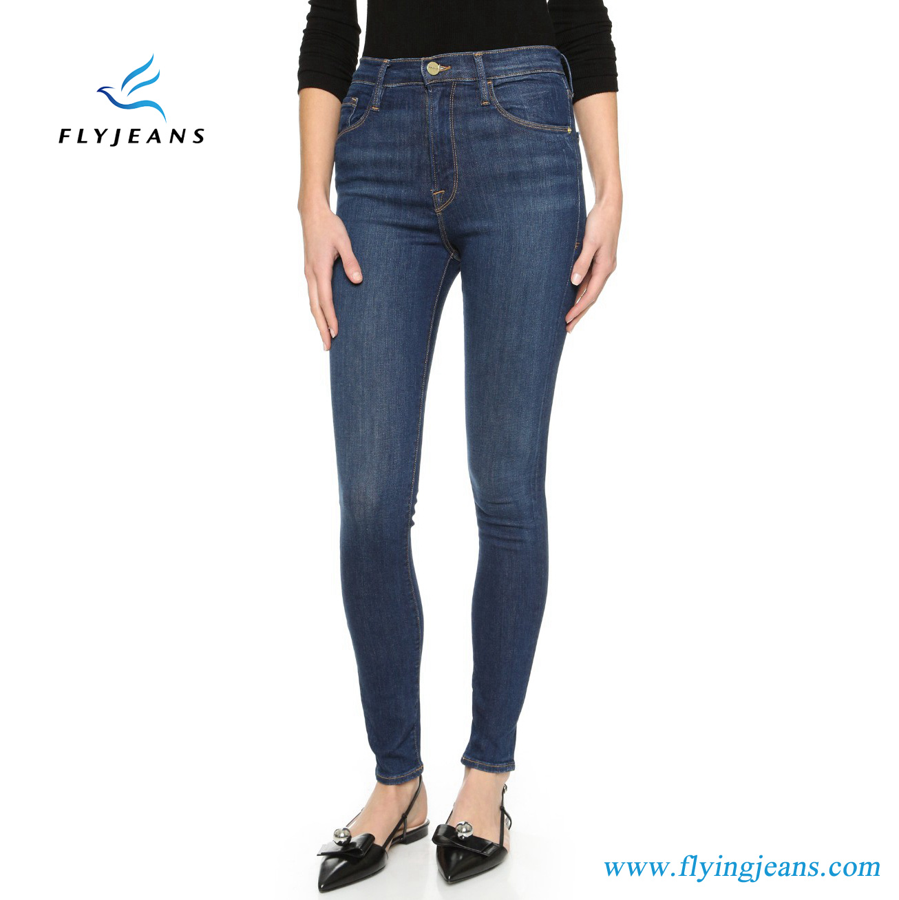 Women Fashion High-Waisted Skinny Denim Jeans with Blue by Fly Jeans