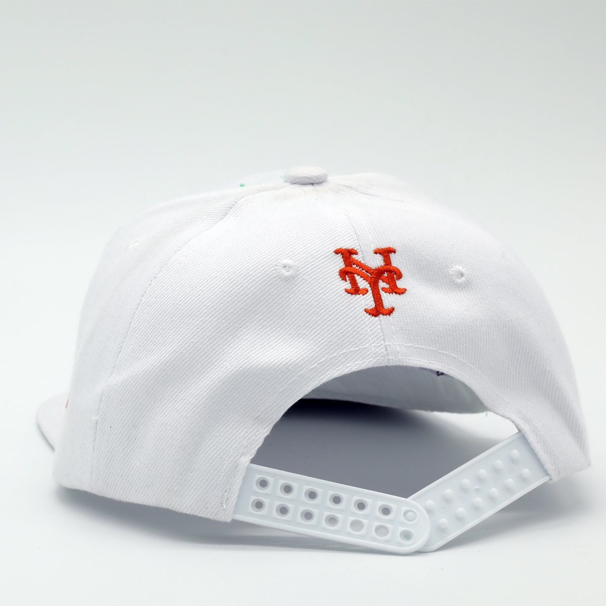 New White Snapback Flat Brim Hat with Embroidery