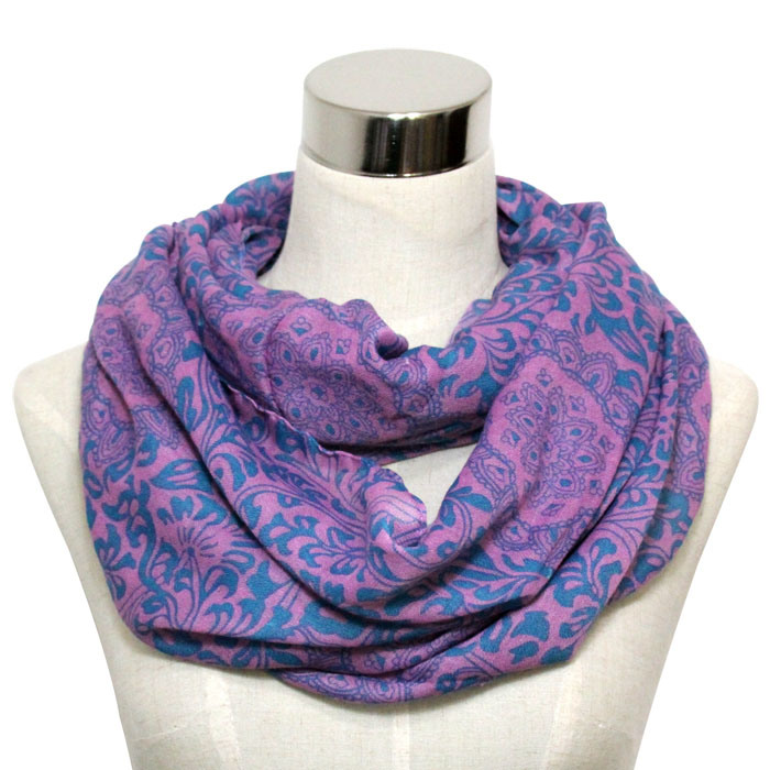 Lady Fashion Cotton Voile Printed Infinity Scarf (YKY1011)