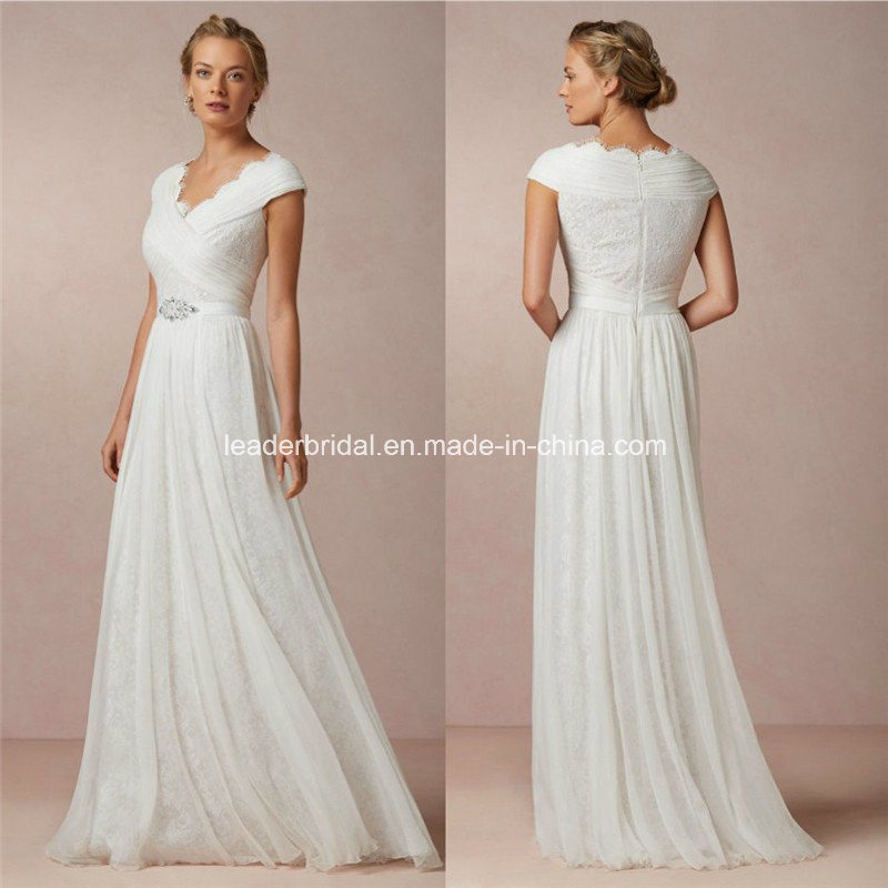 Chiffon Empire Back Zipper A-Line Bridal Wedding Dress B-8