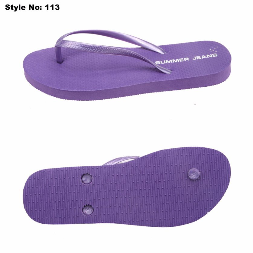 Latest Design Ladies PE Sole Rubber Strap Slippers for Women