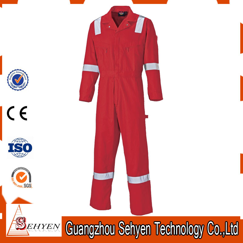 High Visibility Red Airport Workwear with Reflective Tape Coverall