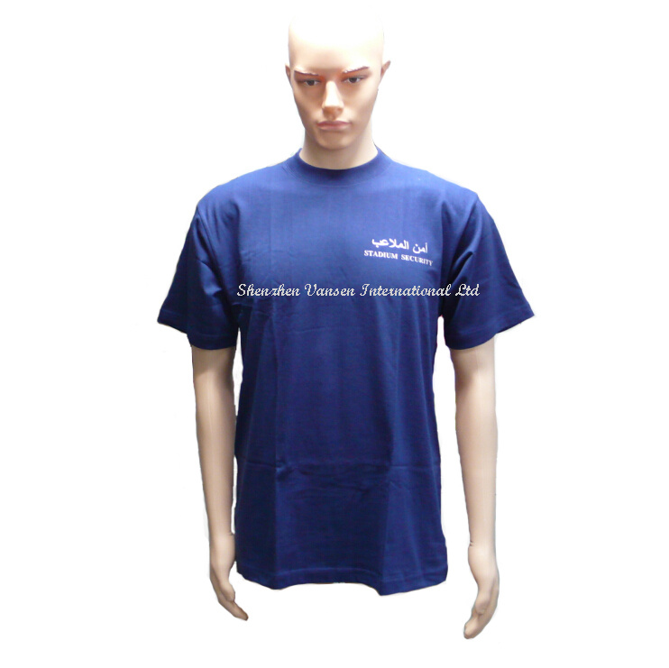 Dark Blue Plain Cotton Wholesale Pre-Shrunk T-Shirt for Men