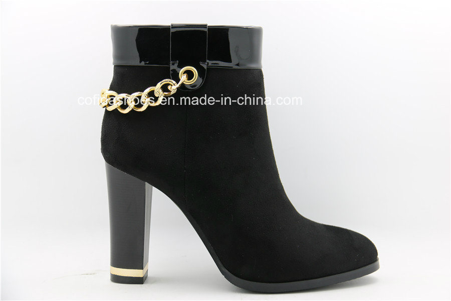 Attractive Fashion Metal High Heels Winter Ankle Ladies Boots