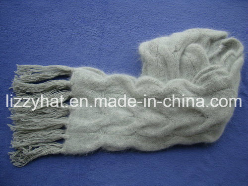 Fashion High Quality Angora/Wool Cable Knitted Scarf