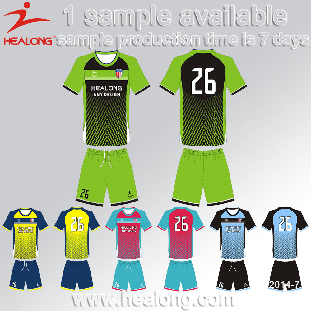 Healong Hot Sales Design Blue Custaom Jersey Shirt Soccer Unifrom