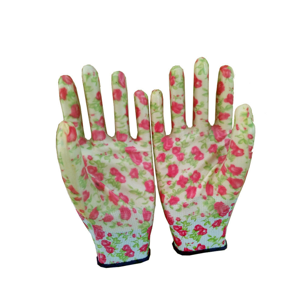 Ladies Nitrile Garden Printing Gloves Bulk
