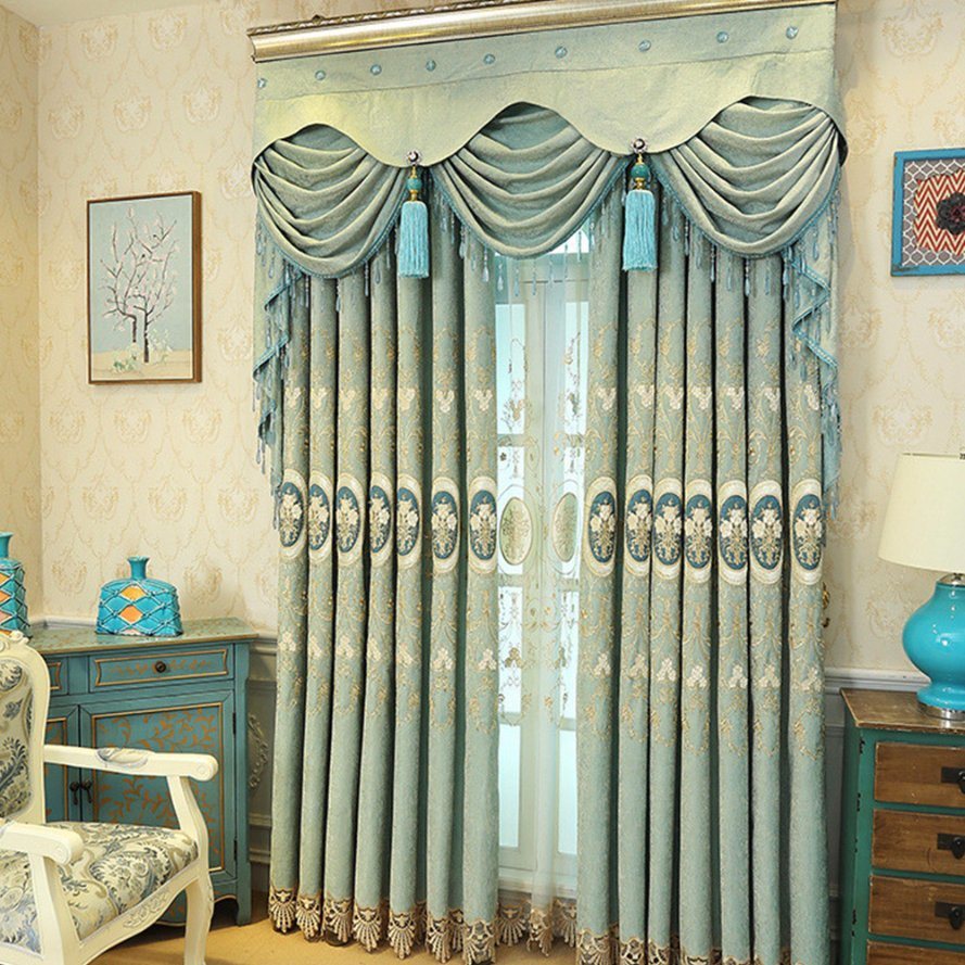 Eco-Friendly Chenille Embroidery Blackout Window Curtain (26W0027)