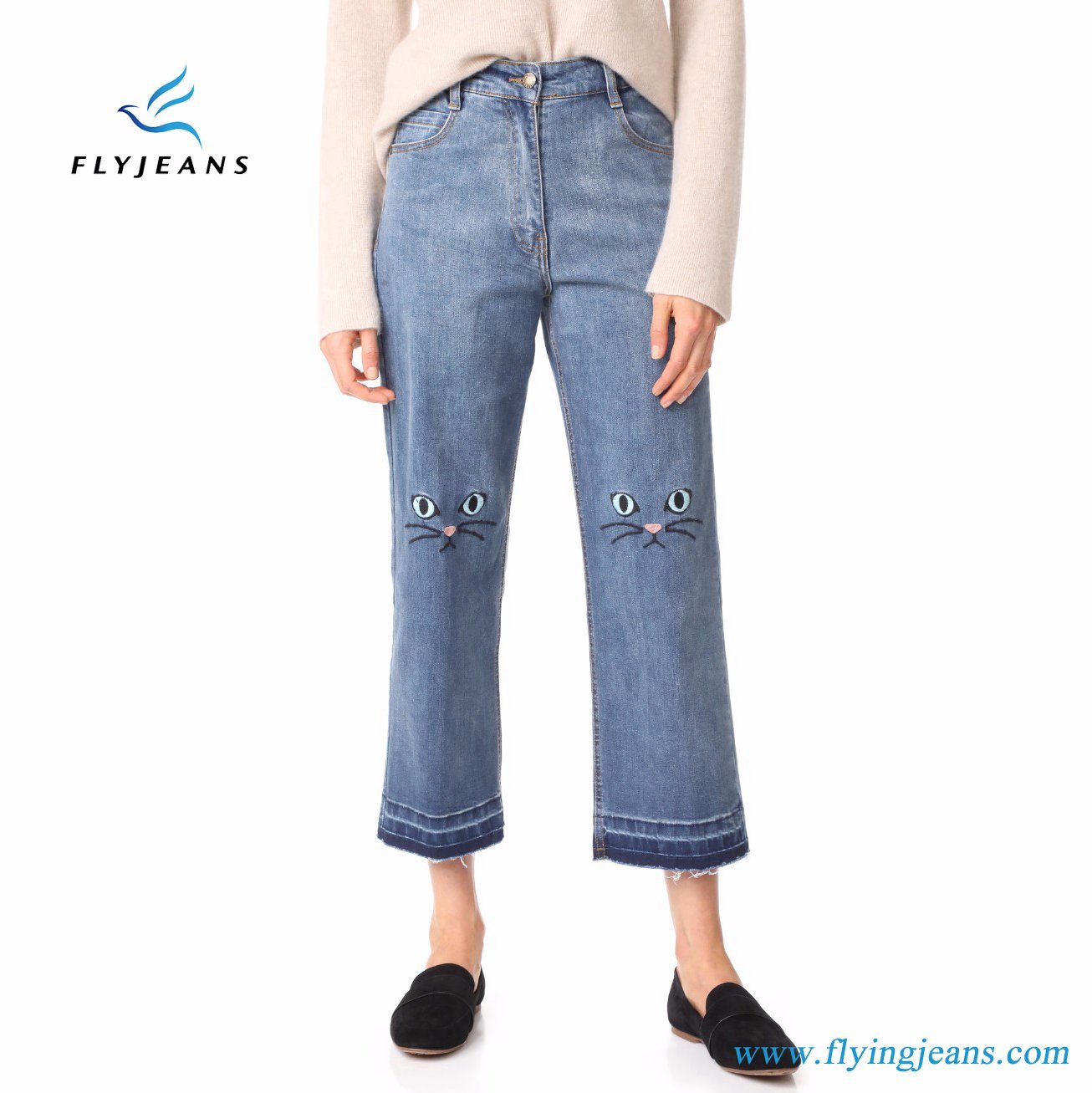 New Style High Waist Women Denim Jeans with Light Blue by Fly Jeans