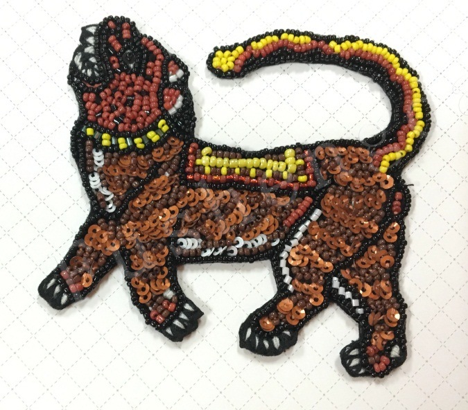 Garment Accessory Handmade Beading Tiger Embroidery Patch