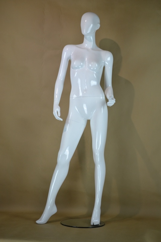 Glossy White Female Mannequin with Egg Head