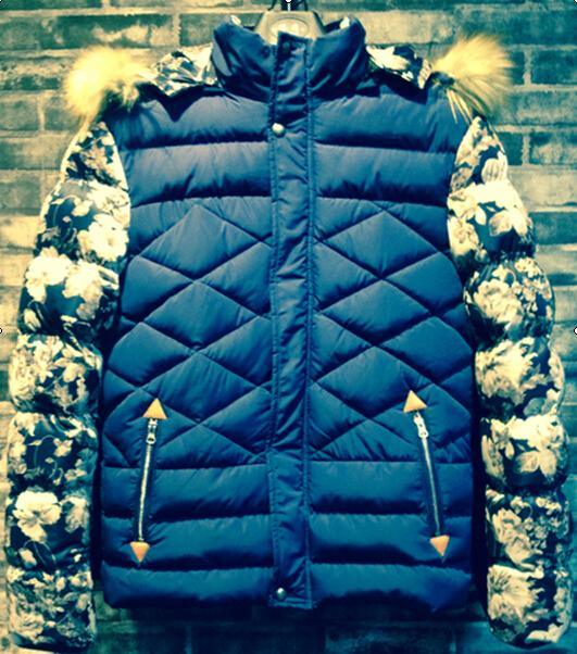 2015 Fashion Contrast Polyester Hoody Fur Jacket for Men