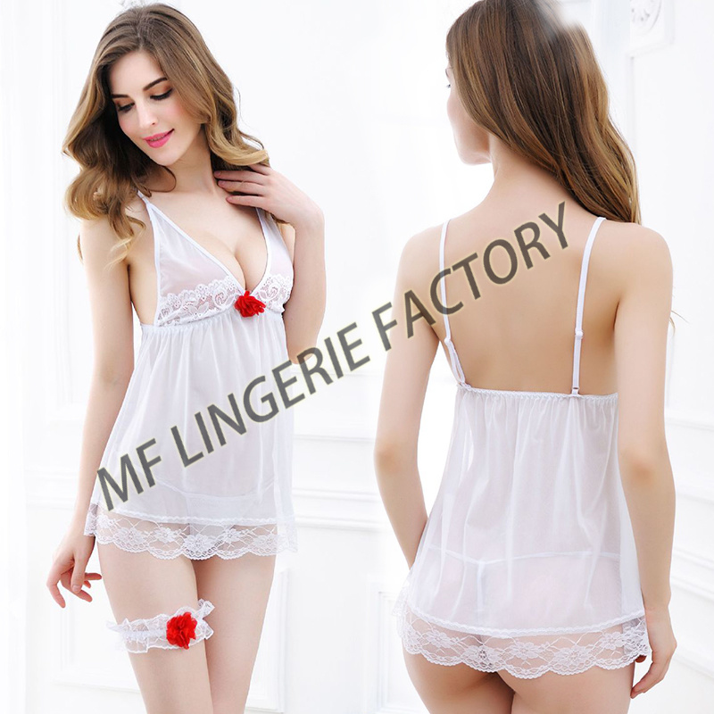 New Style Polyester White Sling Lingerie with Foot Ring