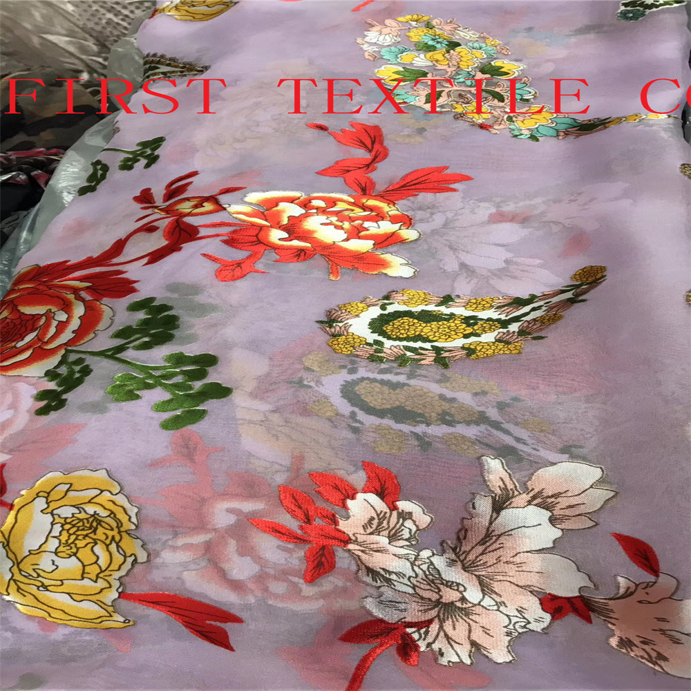 2018 New Design of Floral Burn out Satin Fabric. Burn out Opal Fabric