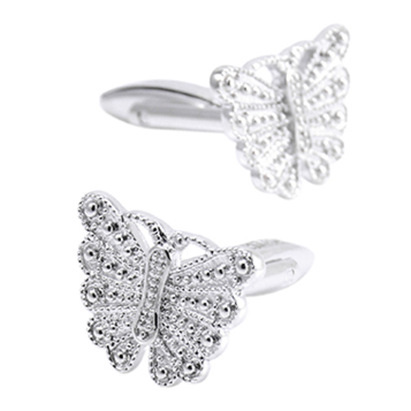 VAGULA Silver Plated Funny Butterfly Cufflink