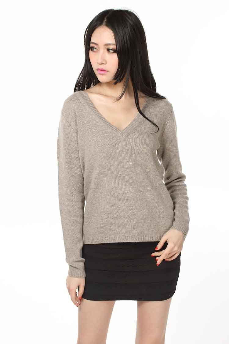 Ladies V Neck Fashion Cashmere Sweater