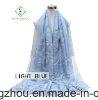 2018 Newest Design Lady Fashion Silk Scarf with Embroider Lace