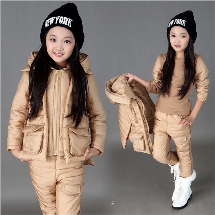 S1133 Winter Cotton-Padded Girls 3PCS Suit