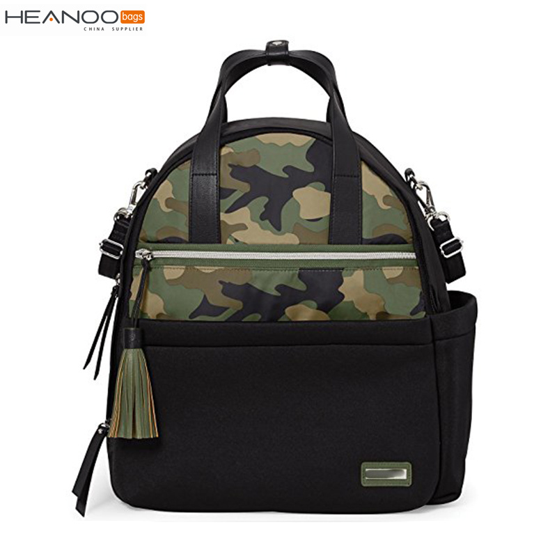 Xiamen Manufacturer Black/Camo Neoprene Fashion Mummy Diaper Backpack Bag