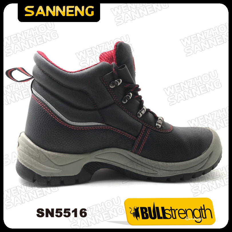 PU Injection Ankle Leather Safety Shoe with Steel Toe (SN5516)