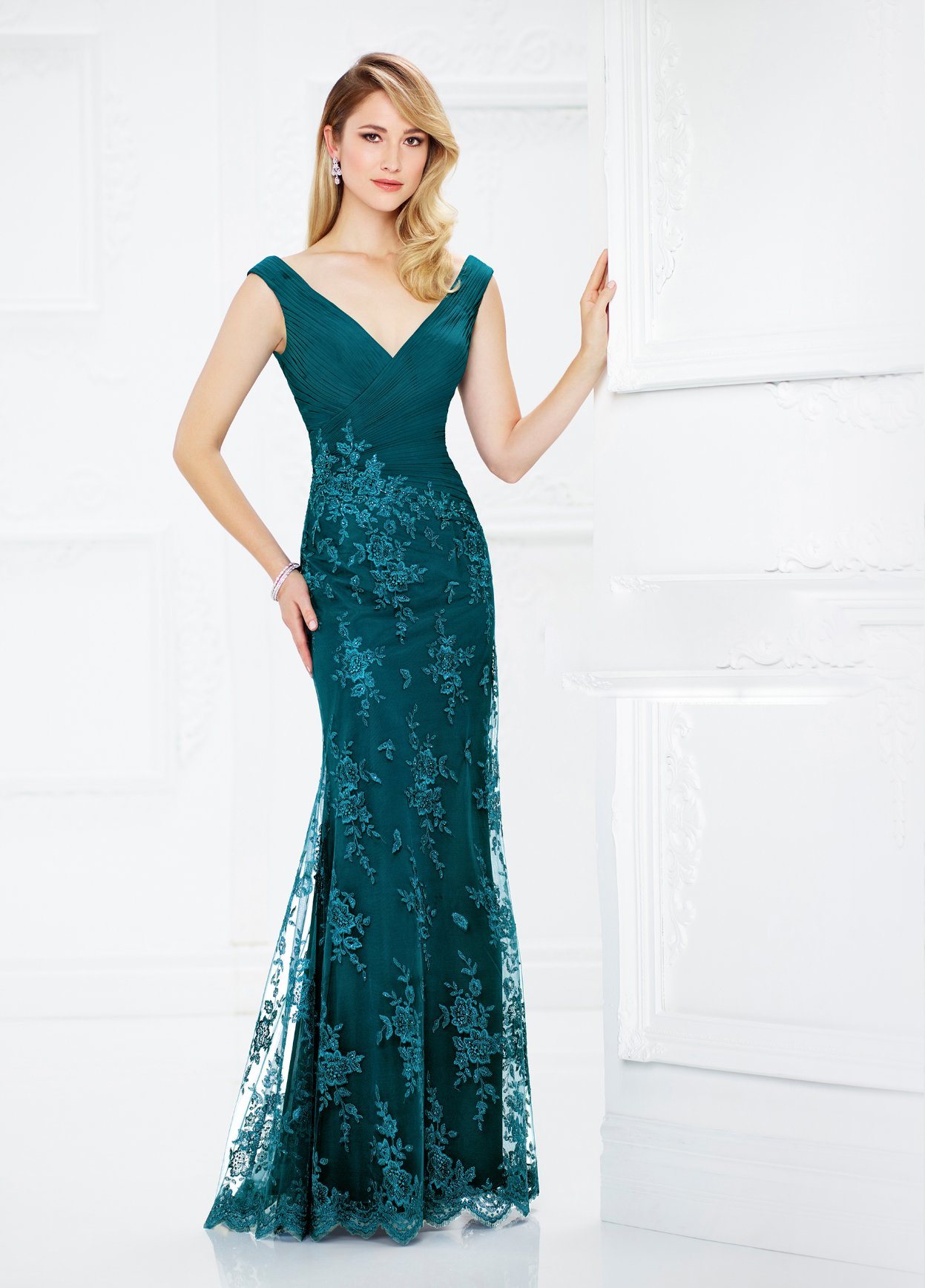 Amelie Rocky Teal Lace Evening Dress Formal Party Gown