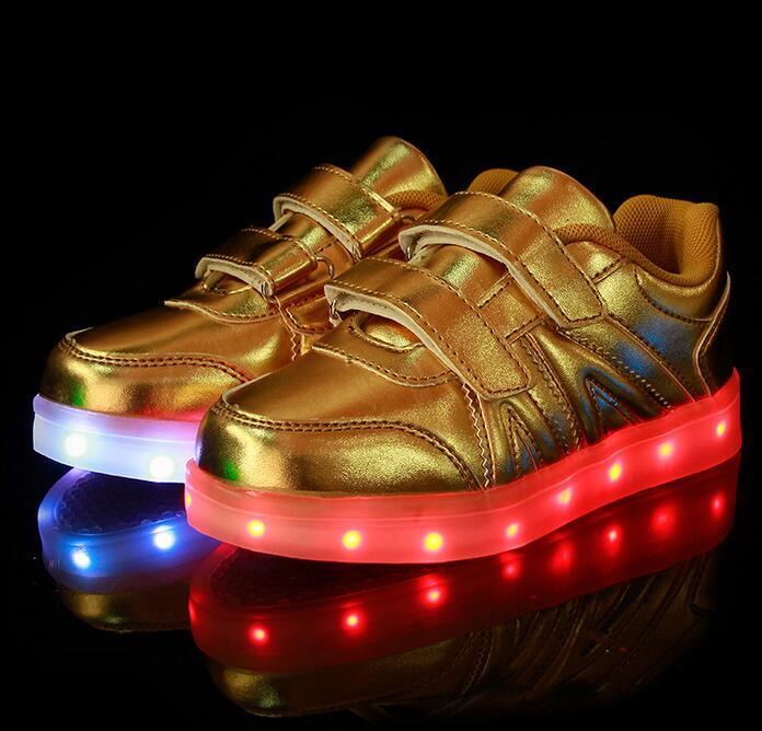 Fashion PU Leather USB LED Light Shoes